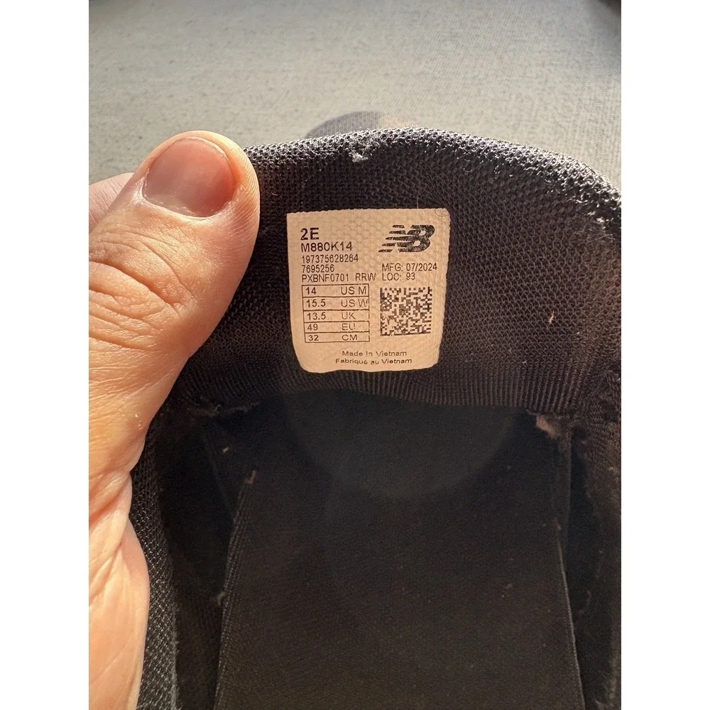 New Balance Fresh Foam X 880v14 Men 14 EE 2E Black Running Sneaker‎ Shoe M880K14